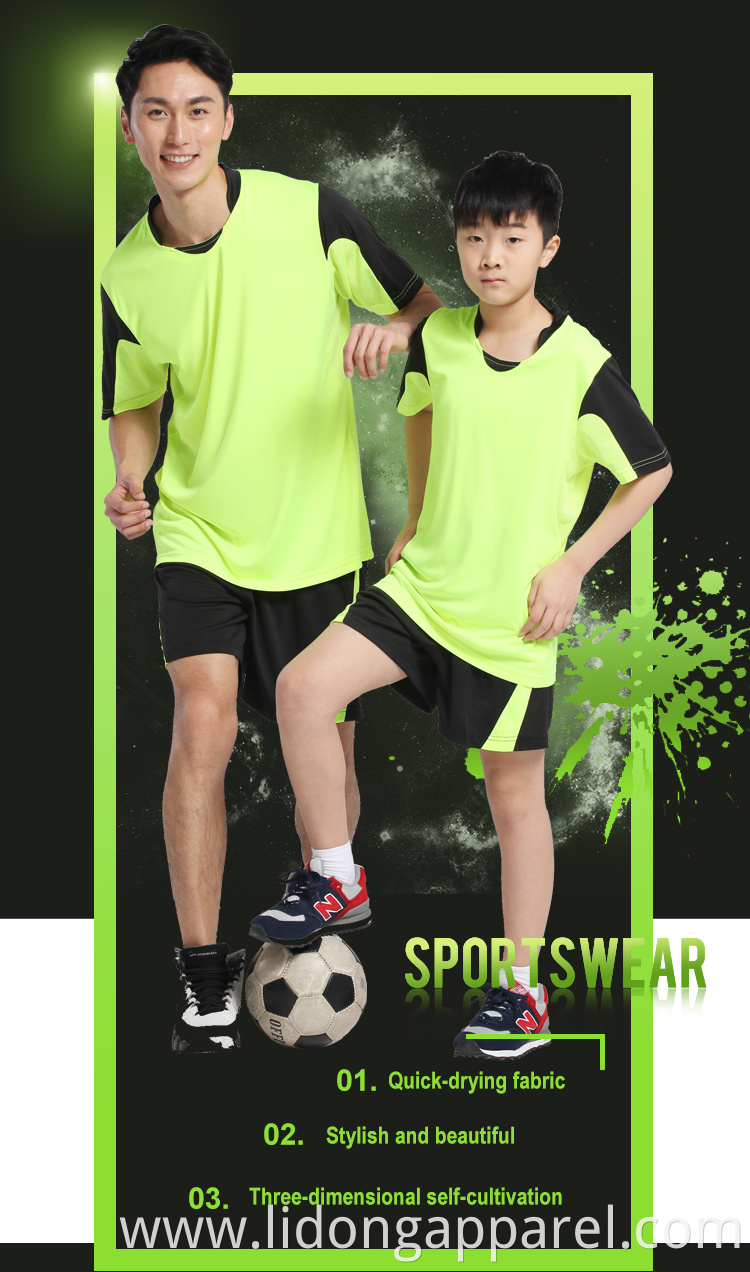 Wholesale youth football jersey breathable kids soccer set Polyester soccer jerseys fabric